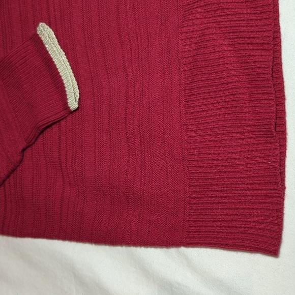 LOFT Sweater Red with Silver Stripe Long Sleeve Crew Neck Size XS - Picture 6 of 10
